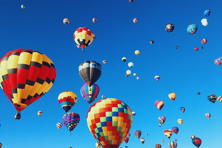 Hot air balloons in the blue sky